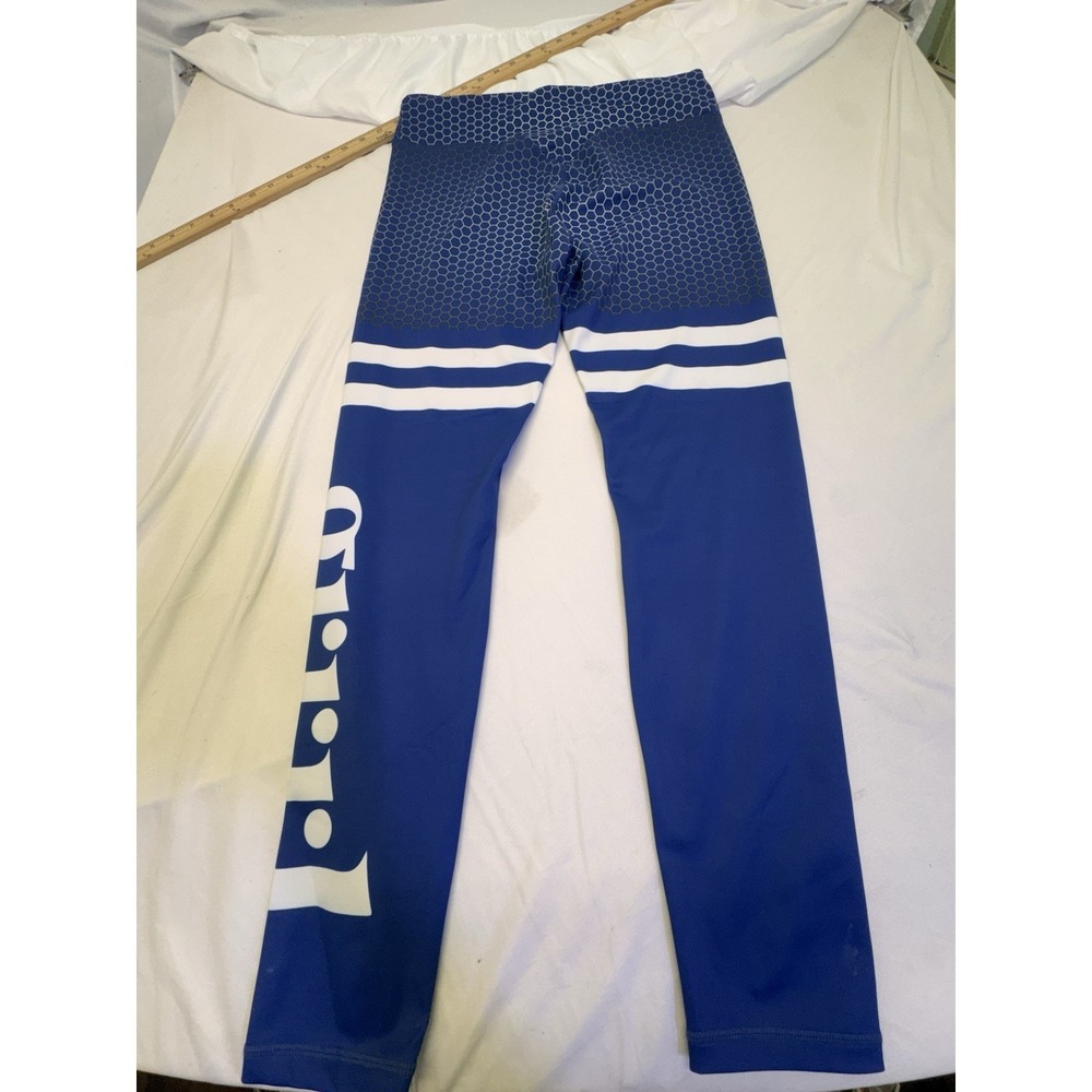 GRRRL Women's‎ Compression Leggings Medium Blue Geometric And Stripe Link Print